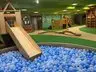 Wooden slide into the ball pit at Morimori Park